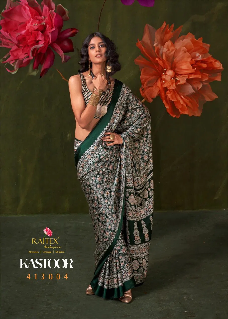 Kastoor By Rajtex Ajrakh Printed Designer Saree Exporters In India
